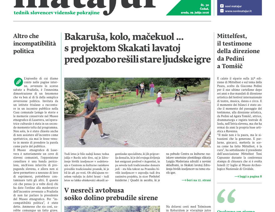 Sreda, 29. julija 2026